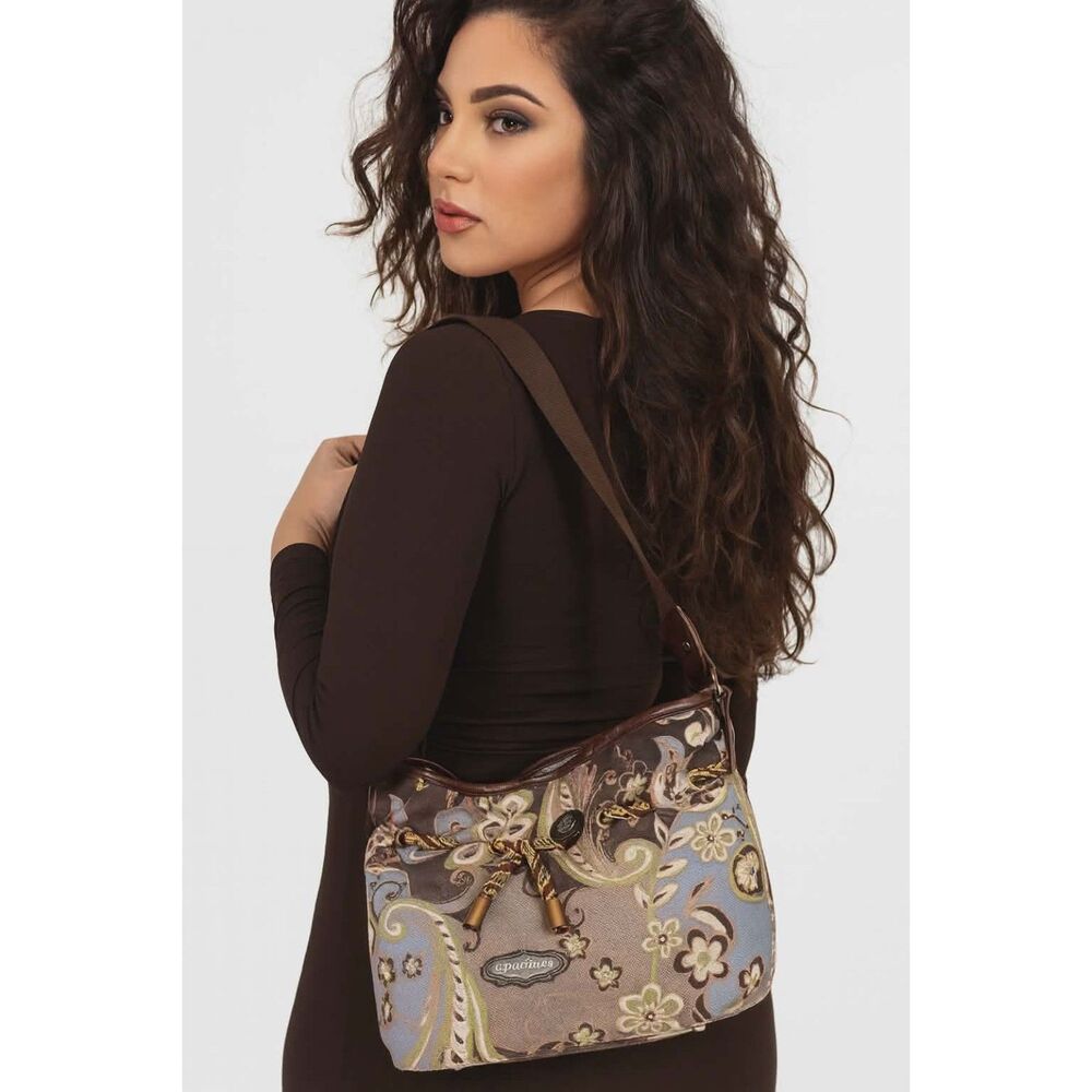 Spartina 449 Bag Shoulder Purse Handbag Brown Blue Paisley Women's Woman's